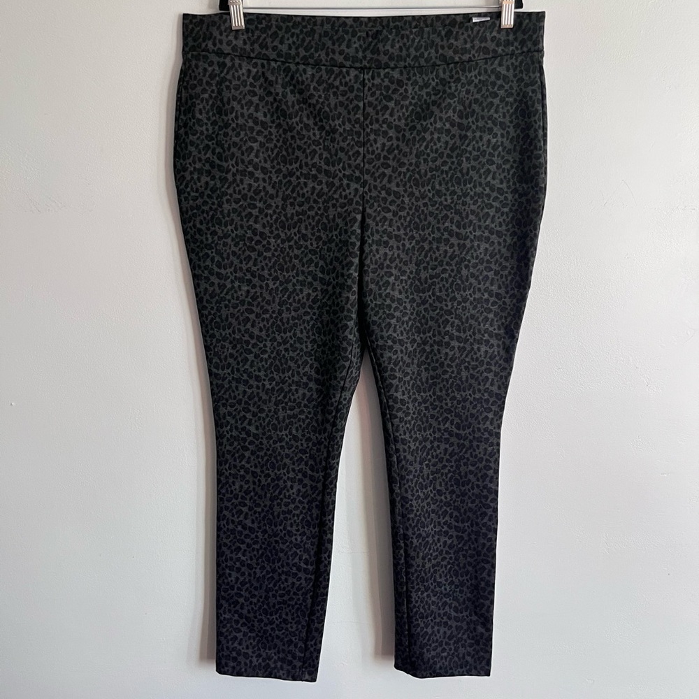 NYDJ Womens Gray Cheetah Ponte Leggings Size 18